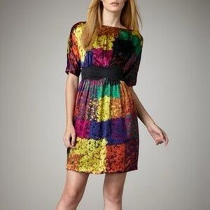 Trina Turk Fosse Shanghai silk mini dress with a multicolored abstract print 6